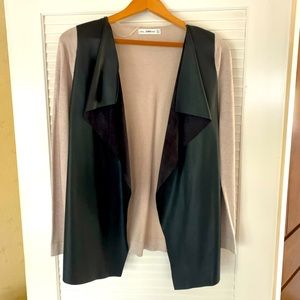 Zara leather & knit cardigan